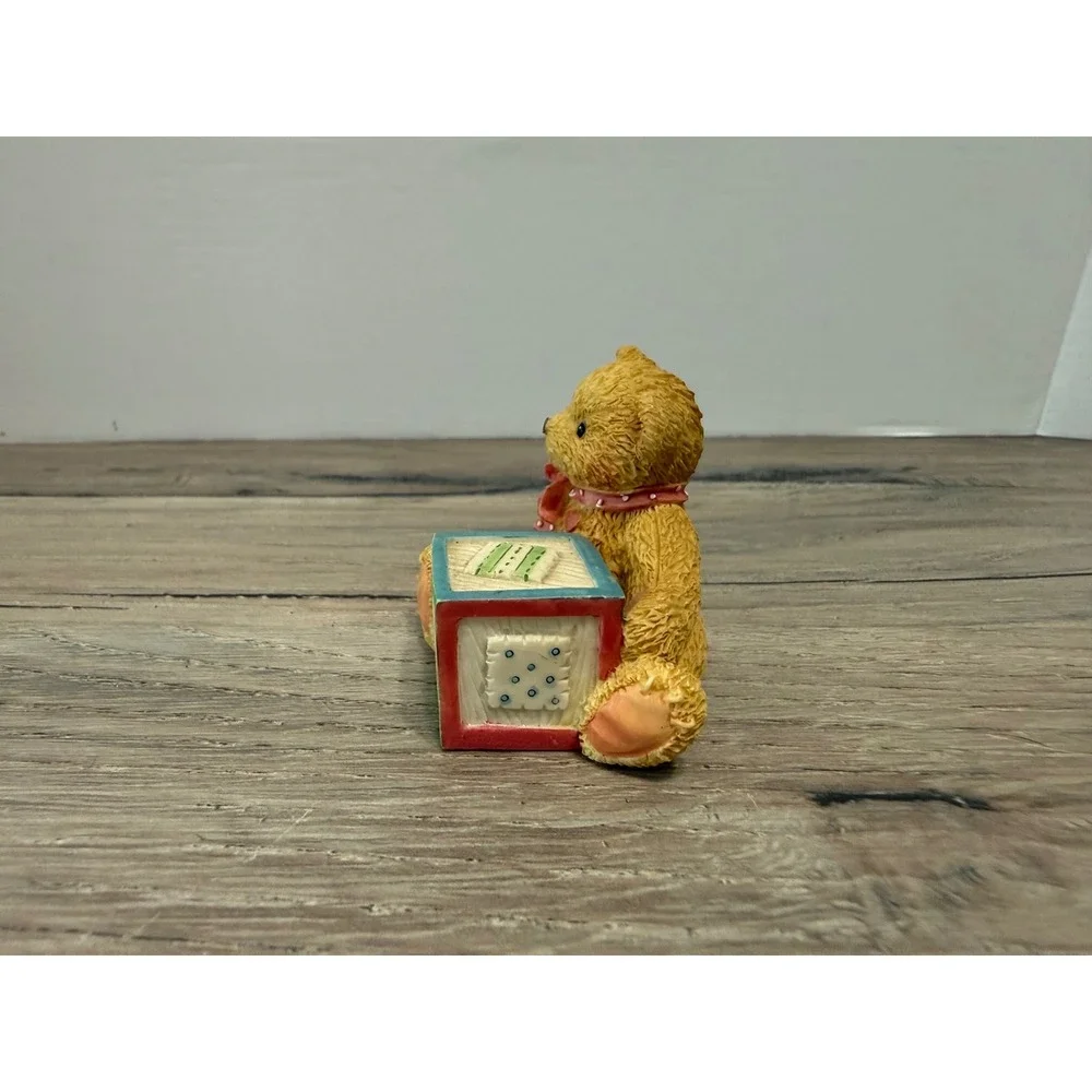 1995 Cherished Teddies Bear with Alphabet Block D Figurine 158488D Enesco - Picture 4 of 6